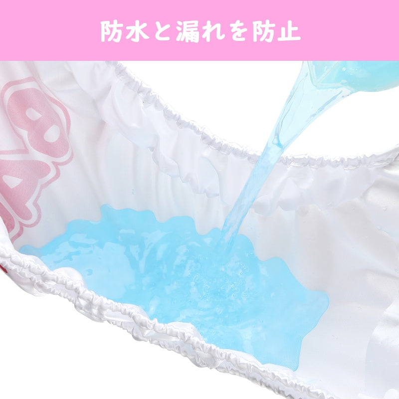 LittleForBig大人用布おむつカバー 光沢サテン 布おむつパンツ プリーツスカート風 ベビー文字 調節可能なウエストと長さ スナップ付 漏れ防止 通気性 洗濯可 カラーブロック ローズ DC018F