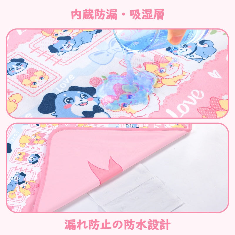 LittleForBig大人用おむつ替えマット 洗える防水マット 3層吸水構造 リバーシブル あおちゃんの恋い物語柄 73×105cm やわらかフリース＆PUL 快適・安心設計 両面別柄 DD003P