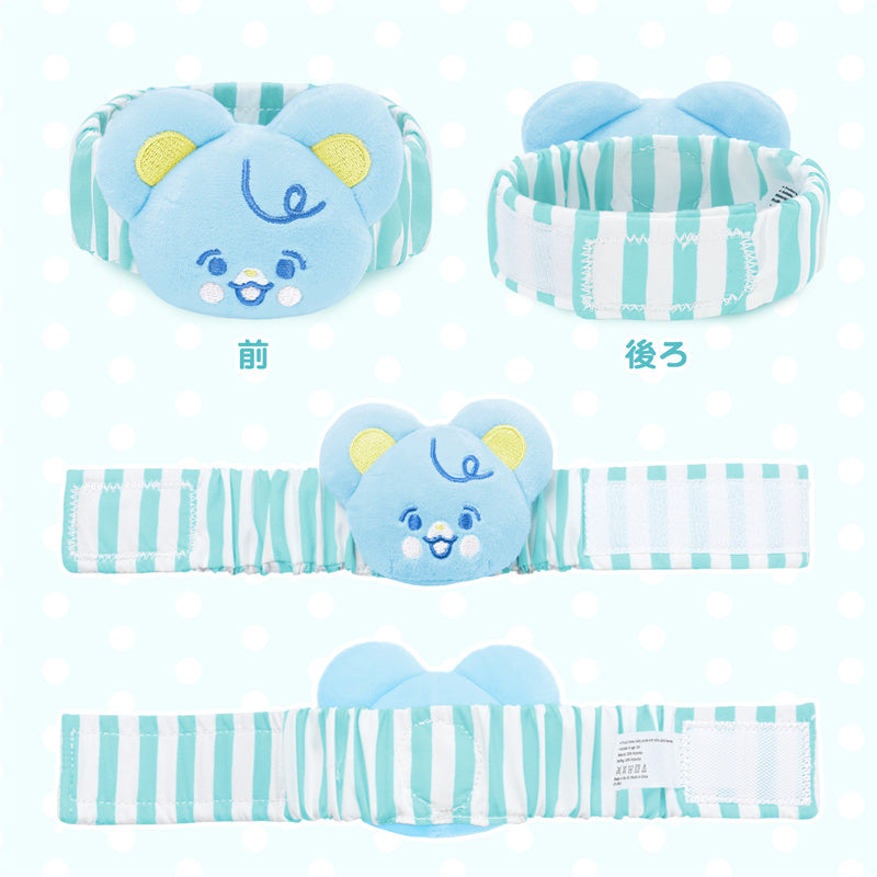 LittleForBig大人 手首ラトル【ベアちゃん】遊園地のテーマ ベル付き 伸縮性リストバンド ぬいぐるみ ストライプ柄調節可能な面ファスナー リストラトル ブルー WR003B