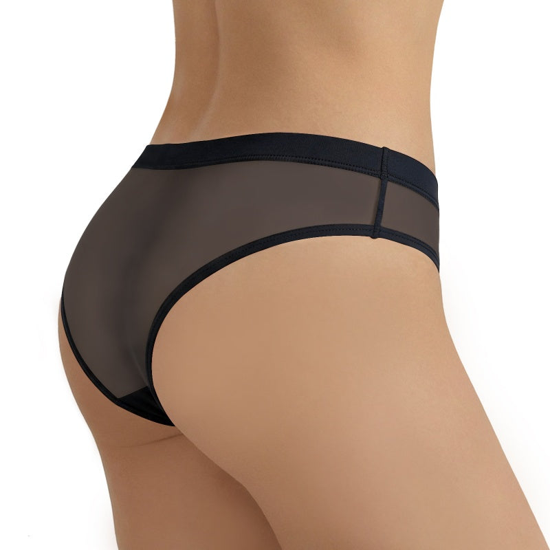 LittleForBigメンズ シルキーTバックパンティー【無地】キャメルつま先隠し ブラジリアン風チーキー メッシュ下着 タッキングガフパンティー ストレッチウエスト インナー 柔らか 黒 MUP545H