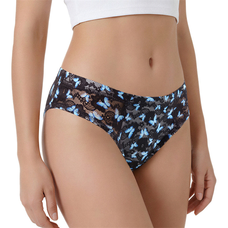 LittleForBigメンズ Tバックパンティー タッキングギャフ ブラジリアンチーキー【青い蝶々柄】下着 シェイプブリーフ スムース柔軟メッシュ 黒 MUP530-C03