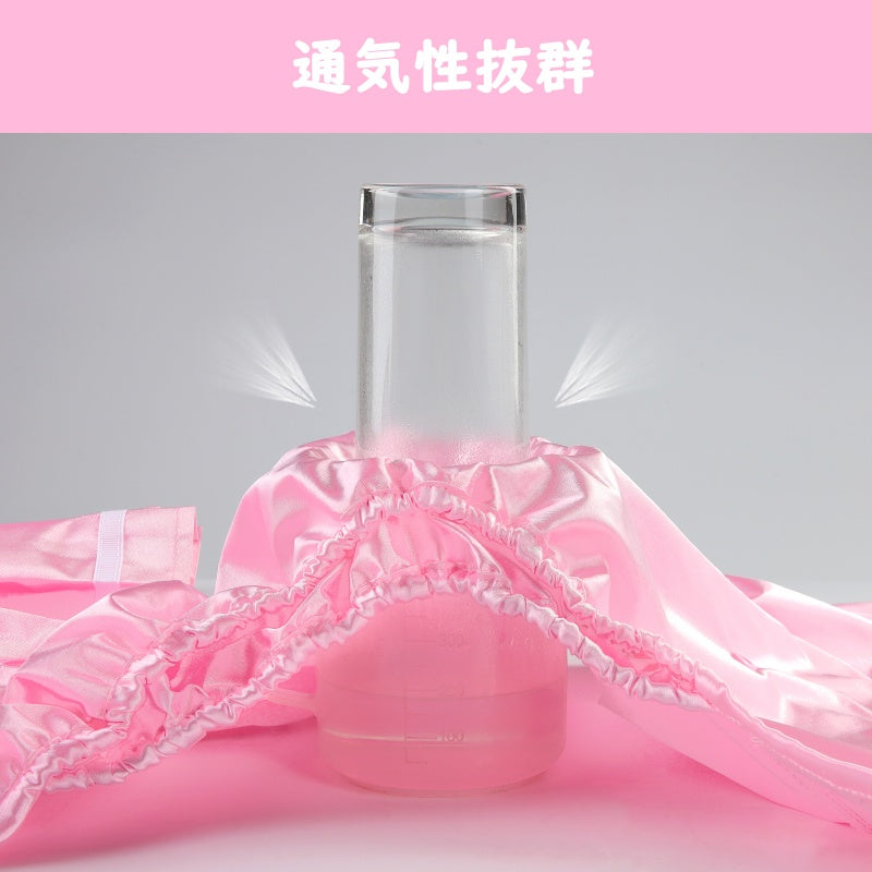 LittleForBig大人用布おむつカバー 光沢サテン 布おむつパンツ【シシー世界へようこそ】プリーツスカート風 調節可能なウエストと長さ スナップ付 漏れ防止 通気性 洗濯可 ピンク MDC019P