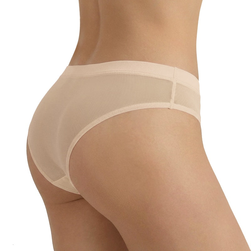 LittleForBigメンズ シルキーTバックパンティー【無地】キャメルつま先隠し ブラジリアン風チーキー メッシュ下着 タッキングガフパンティー ストレッチウエスト インナー 柔らか 肌色 MUP545S