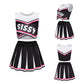 LittleForBigユニセックス クロップトップとスカート２点セット【応援チアリーダー】袖なしトップス 不規則の裾のライン 黒 MUT262H