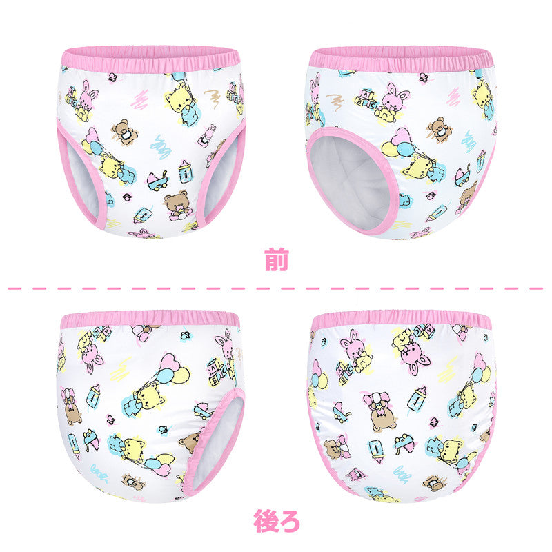 LittleForBig大人用シルキー単体で使えるトレーニングパンツ【保育園】総柄 吸収・防漏・通気性 ストレッチウェストで快適 洗濯可 ピンク DC318P