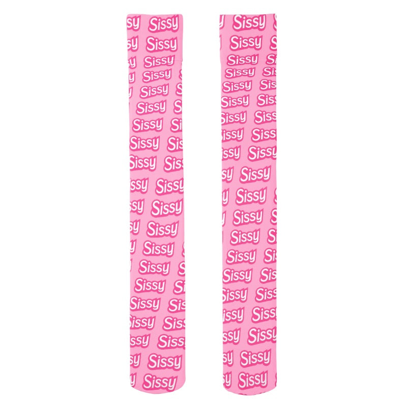 LittleForBigユニセックス ニーハイストッキング 【シシー】総柄 シルキーハイソックス 滑り止めシリコーングリップ シームレストゥ 伸縮性 通気性 ピンク MSL19P