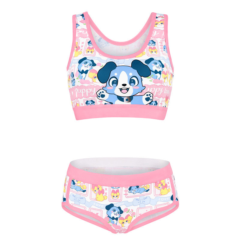 LittleForBigレーディス ブラレット2点セット【あおちゃんの恋い物語】キャミソールとパンティー Uネック スベスベシルキー触感 ピンク UT271P