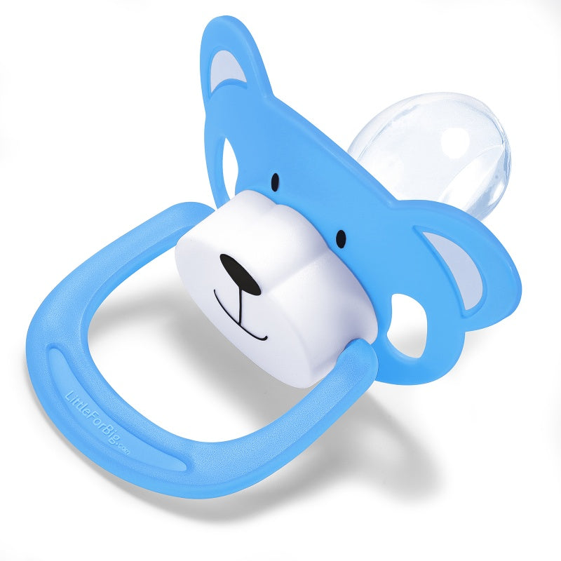 LittleForBigおしゃぶり 第2代【ベアちゃん】防塵カバー付 カスタマイズ可能 ベア型シールド ブルー P91-Blue