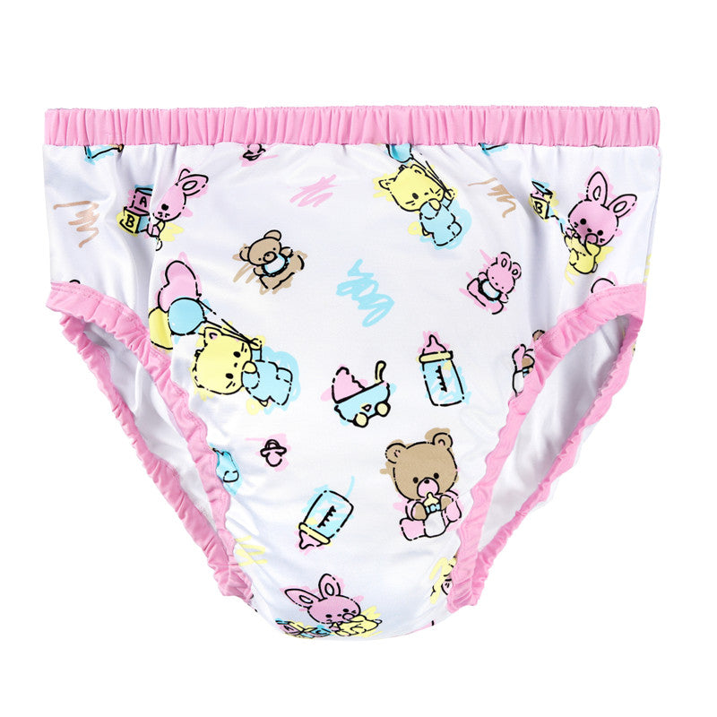 LittleForBig大人用シルキー単体で使えるトレーニングパンツ【保育園】総柄 吸収・防漏・通気性 ストレッチウェストで快適 洗濯可 ピンク DC318P