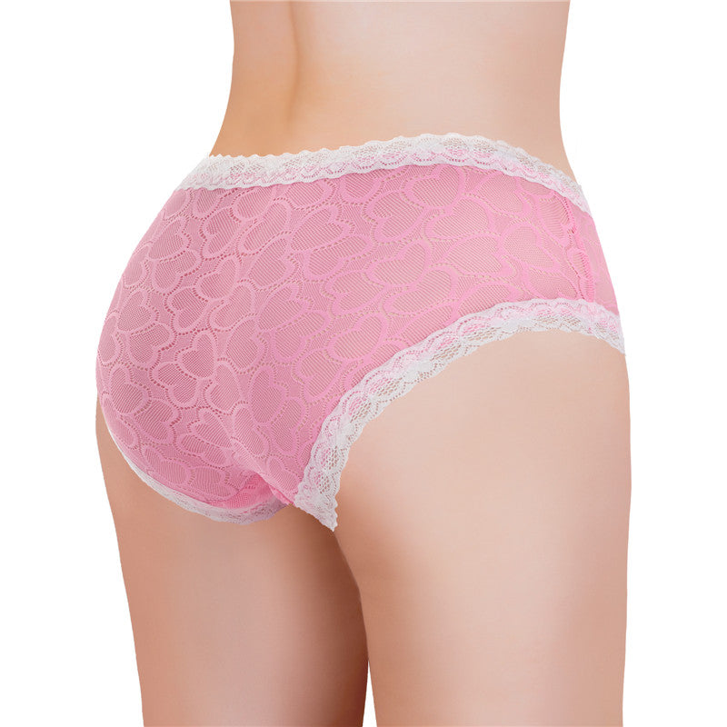 [LittleForBigメンズ メッシュパンティー 体型カバー【ピンクのハート】レースとリボン飾り ヒップスターブリーフ タッキングガフパンティー 下着 ピンク MUP517P2