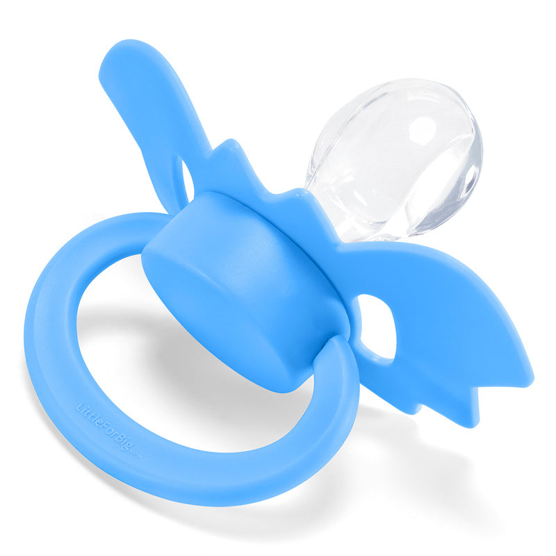 LittleForBigおしゃぶり 第2代【ハロウィン風コウモリちゃん】防塵カバー付 カスタマイズ可能 コウモリ型シールド ブルー P90-Blue