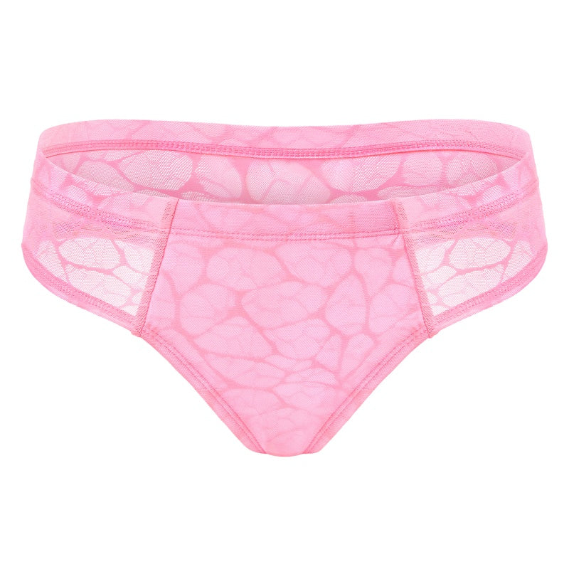LittleForBigメンズ Tバックパンティー タッキングギャフ ブラジリアンチーキー【メッシュテクスチャー柄】下着 シェイプブリーフ スムース柔軟メッシュ ピンク MUP530-C01