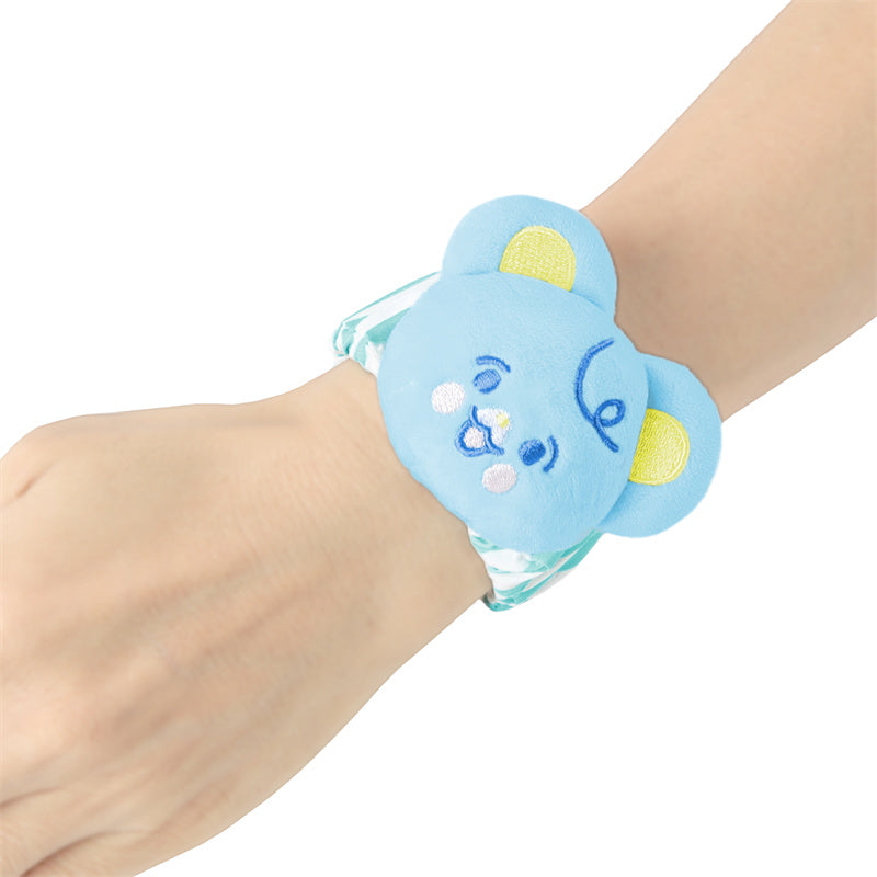 LittleForBig大人 手首ラトル【ベアちゃん】遊園地のテーマ ベル付き 伸縮性リストバンド ぬいぐるみ ストライプ柄調節可能な面ファスナー リストラトル ブルー WR003B
