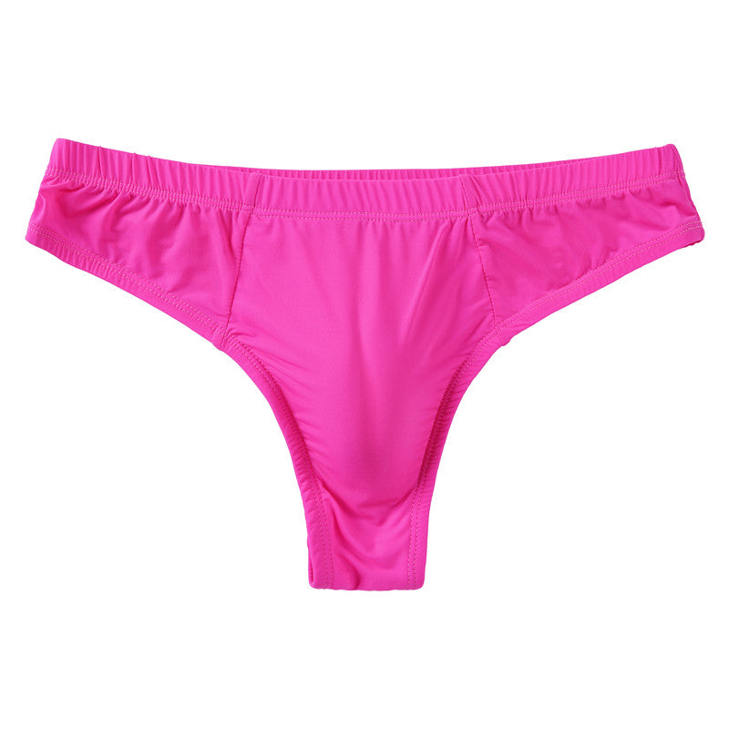 LittleForBigメンズ シルキーTバックパンティー【無地】キャメルつま先隠し ブラジリアン風チーキー タッキングガフパンティー メッシュ下着 通気性 ローズ MUP545F