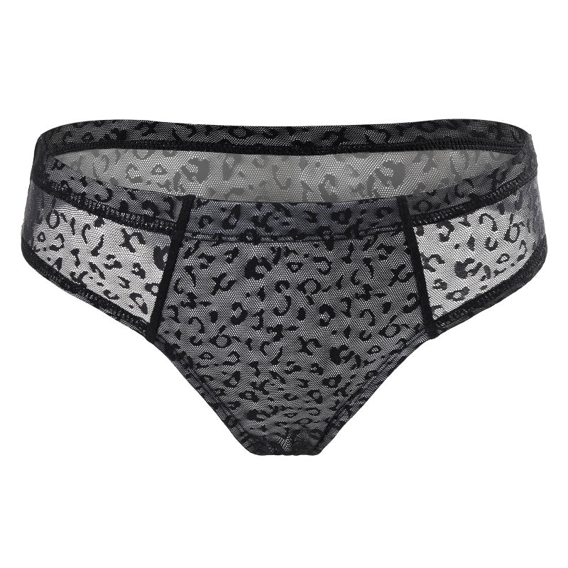 LittleForBigメンズ Tバックパンティー タッキングギャフ ブラジリアンチーキー【レオパ一ド柄】下着 シェイプブリーフ スムース柔軟メッシュ 黒 MUP530-C02