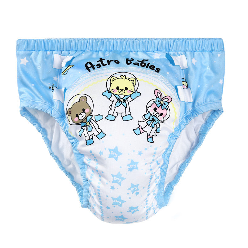 LittleForBig大人用シルキー単体で使えるトレーニングパンツ【宇宙員】吸収・防漏・通気性 ストレッチウェストで快適 洗濯可 ブルー DC315B