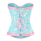 LittleForBigレディースコルセット【遊園地】総柄 ストラップ レースアップ ボディシェイパー トップ 調節可 緑 UC206V