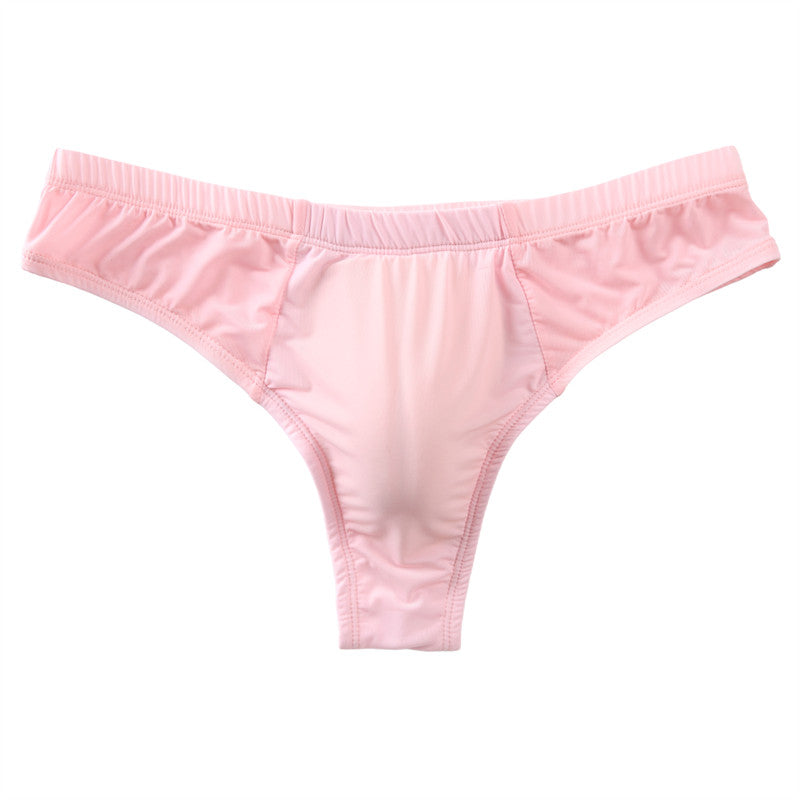 LittleForBigメンズ シルキーTバックパンティー【無地】キャメルつま先隠し ブラジリアン風チーキー タッキングガフパンティー メッシュ下着 通気性 ローズ MUP545P