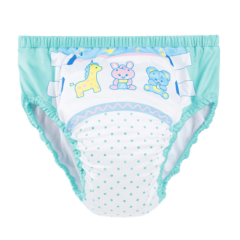 LittleForBig大人用シルキー単体で使えるトレーニングパンツ【遊園地】テーマプリント ストレッチウェストで快適 吸収・防漏・通気性 洗濯可 緑 DC313V