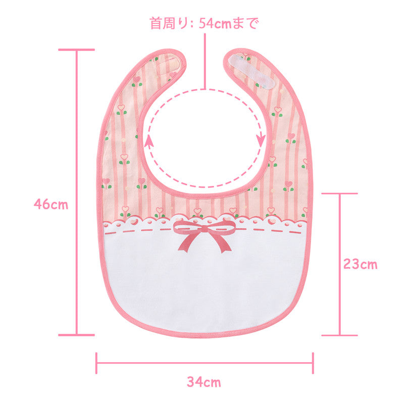 LittleForBig大人ビブ よだれかけ【綿＋防水シート】 2層仕立て 花柄 ピンク B18P