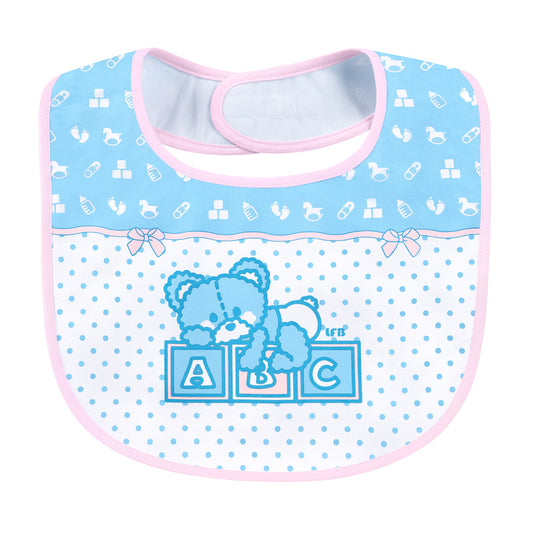 LittleForBig大人エプロン よだれかけ 可愛いビブ【綿+防水シート】 かわいいベア柄 ブルー大人用スタイ 調整可 B25
