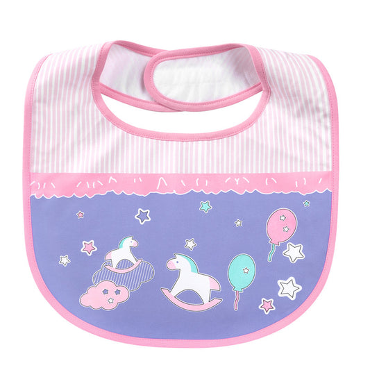 LittleForBig大人エプロン よだれかけ 可愛いビブ【綿+防水シート】 木馬柄 大人用スタイ 調整可 B26