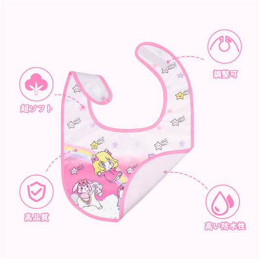 LittleForBig大人エプロン よだれかけ 可愛いビブ【シルキー+防水シート】お姫様の城柄 大人用スタイ 調整可 B35