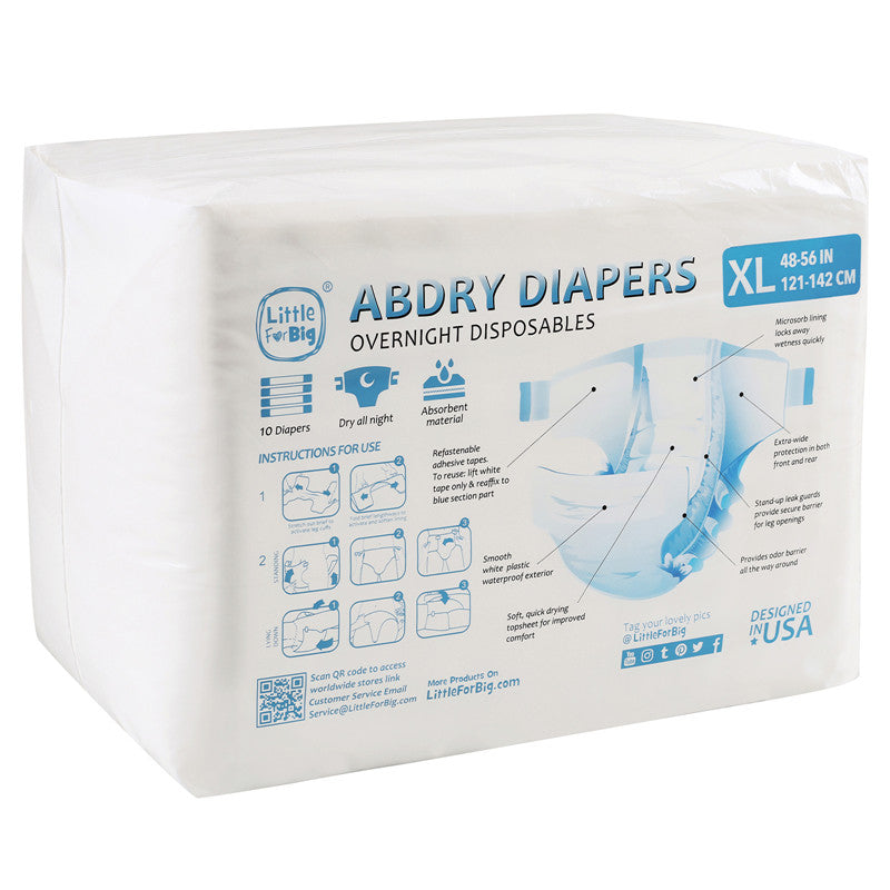 LittleForBig大人用おむつ ABDL/介護【無地】白 80枚 D10W