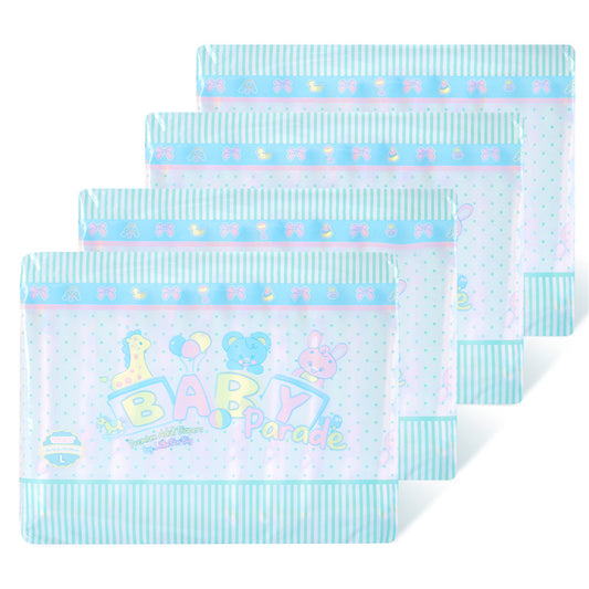 LittleForBig 大人用不織布おむつ 10枚パック 可愛い絵柄【パレードをしているベビー】変色お知らせサインの線 ベルクロ 40枚入  D31