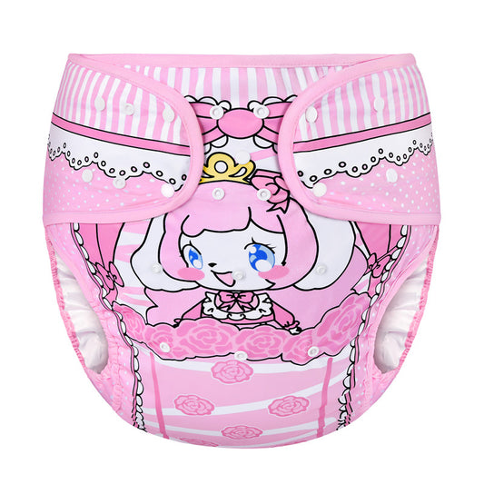 LittleForBig大人用布おむつカバー【ピンキー美姫ちゃん】調節可能なウエストと長さ スナップ付 漏れ防止 通気性 洗濯可 ピンク DC015