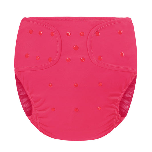 LittleForBig大人用布おむつカバー【気楽なおむつカバー】 調節可能なウエストと長さ 無地 スナップ付 漏れ防止 通気性 洗濯可 ローズ DC101M