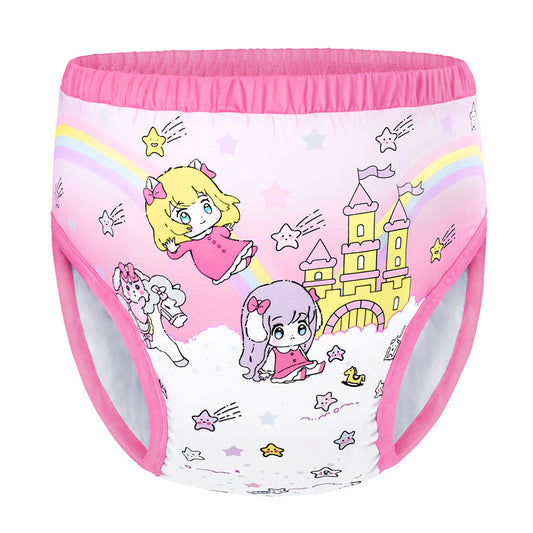 LittleForBig大人用シルキー単体で使えるトレーニングパンツ【お姫様の城】吸収・防漏・通気性 ストレッチウェストで快適 洗濯可 ピンク DC314P