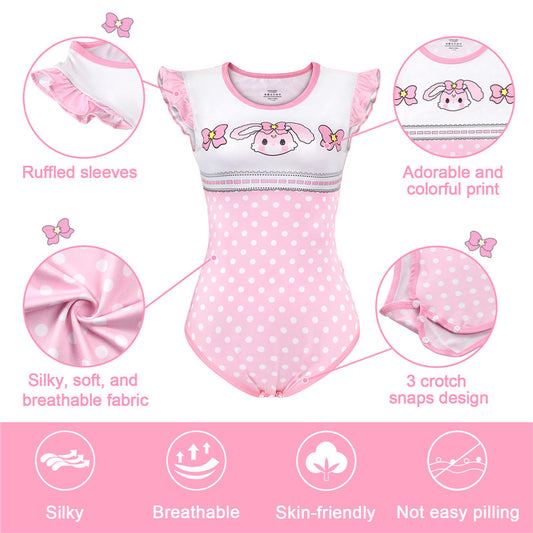 LittleForBig レディース パジャマ フリル付き 【うさぎちゃん】 スベスベシルキー触感 DP0020