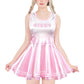 LittleForBigユニセックスワンピース シャイニーサテンスカート【チアリーダー・シシー】 シルキー袖なしドレス ピンク M339P