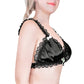 LittleForBigメンズブラレット レースヘム【サテン花】 光沢感あり繻子質感 シルキー ユニセックス 黒 MUB001H