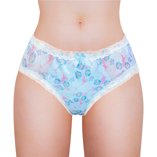 LittleForBigメンズ パンティー 体型カバー 咲き誇る花【田舎風】メッシュ パンティー ブリーフ ブルー MUP517B
