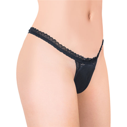 LittleForBigメンズショーツ レースTバック 背中の透かし彫り セクシー下着 ブラック MUP531H