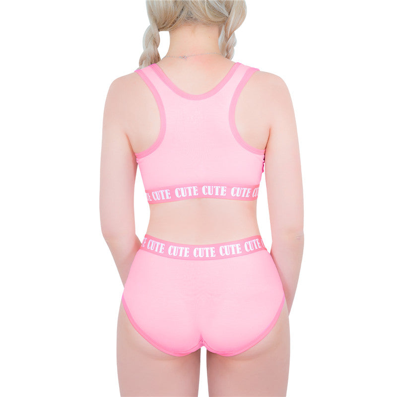 LittleForBigユニセックス ブラレット2点セット【シシー世界へようこそ】 綿キャミソールとパンティー ピンク MUT258P