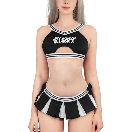 LittleForBigユニセックス ブラレット2点セット【チアリーダー】 調節可能なストラップ クロスストラップ プリーツスカート ブラック MUT264H