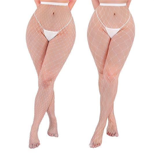 LittleForBig網ストッキング【夜光網タイツ】「大メッシュセット」の2足組 白SN803-S202
