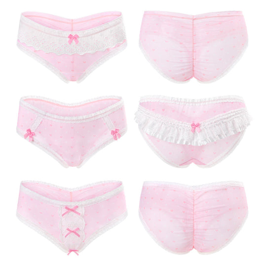 LittleForBig女子アンダーウェア【ピンク姫様】 メッシュパンティー 3枚セット