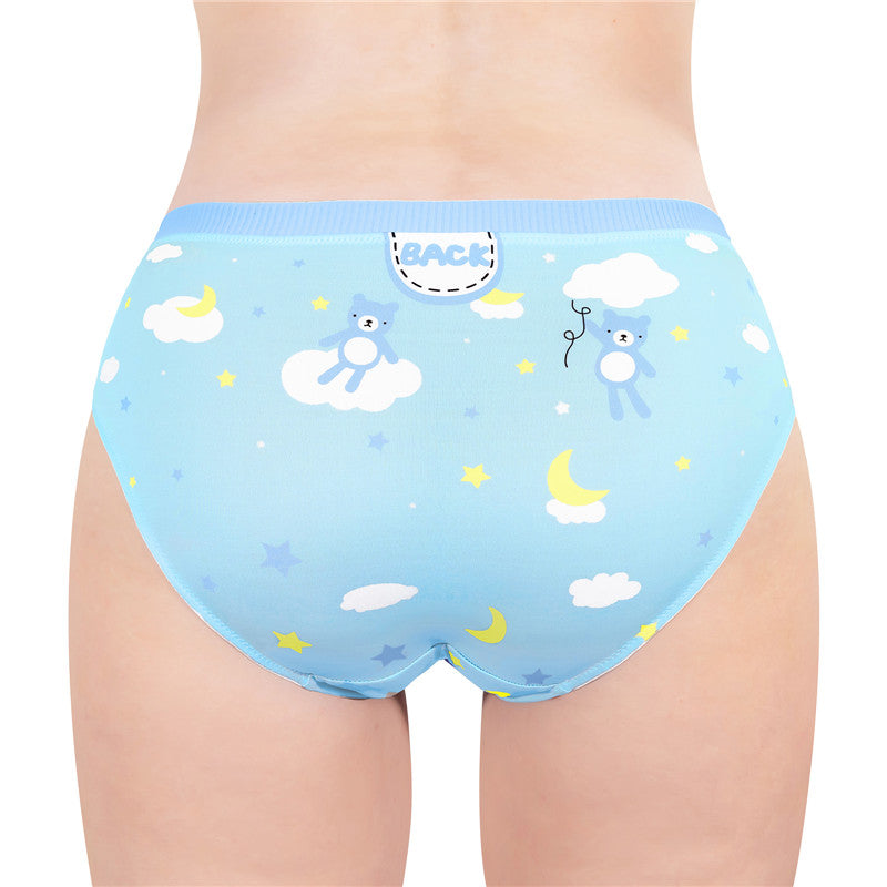 LittleForBigレディースシルキーパンティー【くまちゃん】ベアプリント 蝶結び 下着 快適フィット ブルー UP227B