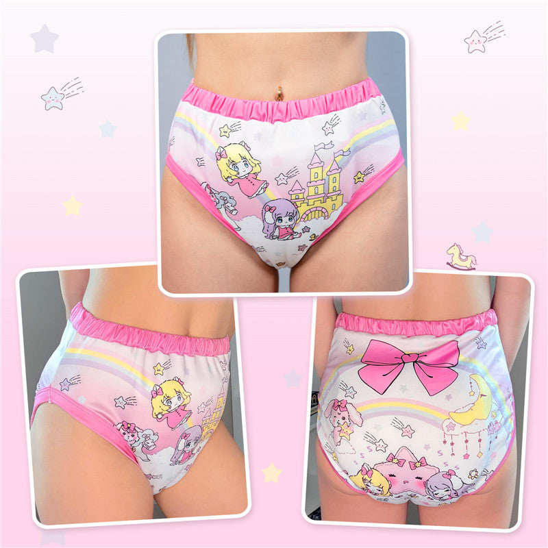 LittleForBig大人用シルキー単体で使えるトレーニングパンツ【お姫様の城】吸収・防漏・通気性 ストレッチウェストで快適 洗濯可 ピンク DC314P