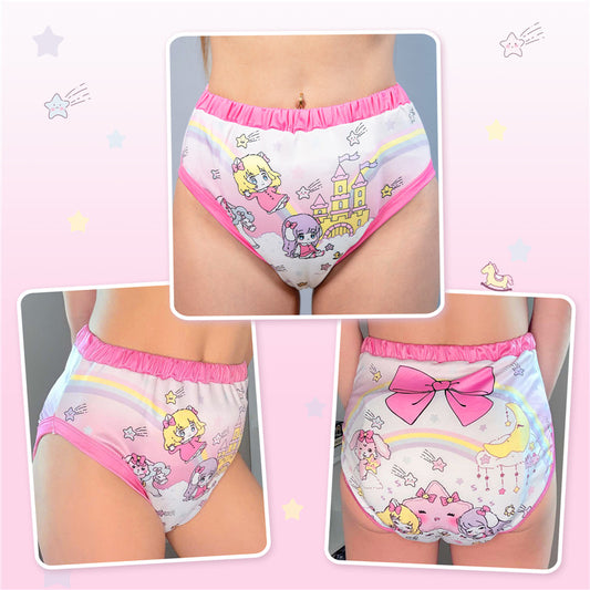 LittleForBig大人用シルキー単体で使えるトレーニングパンツ【お姫様の城】吸収・防漏・通気性 ストレッチウェストで快適 洗濯可 ピンク DC314P