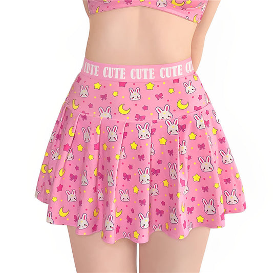 Littleforbig女子ドレス【うさぎ月柄】ミニスカート 344P