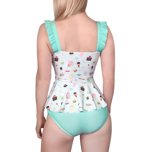 Littleforbig水着ワンピース【レトロ デザート柄】401V