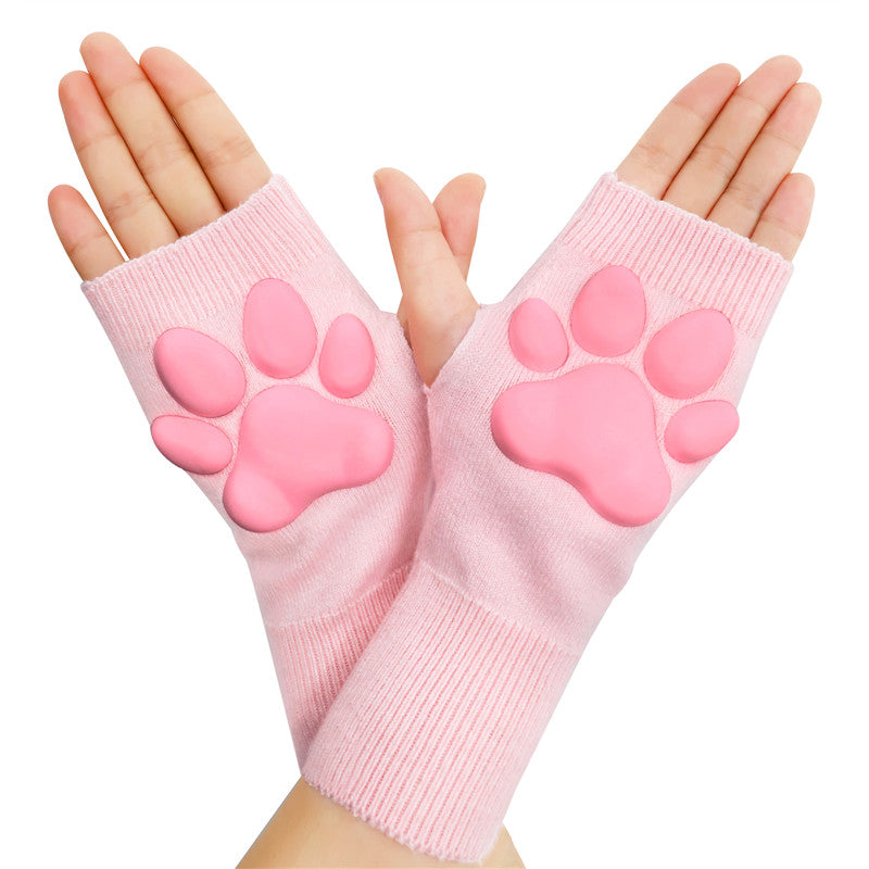 LittleForBigカシミヤ手袋【３Ｄ猫の肉球】