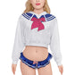 LittleForBig女子パーカー クロップトップ【魔法少女】セーラー襟の絵柄 ピンク J609